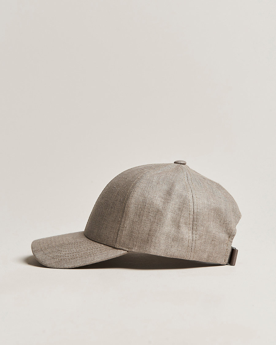 Heren | Hoeden en petten | Varsity Headwear | Linen Baseball Cap Argent Khaki
