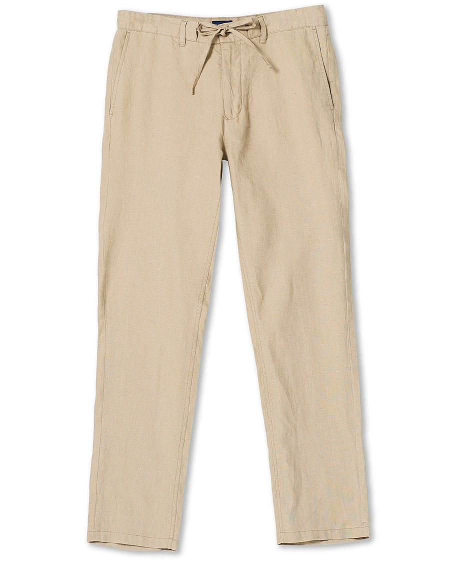 Heren | Broeken | GANT | Relaxed Linen Drawstring Pants Dry Sand