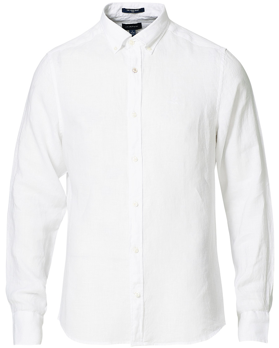 Heren | Overhemden | GANT | Slim Fit Linen Shirt White