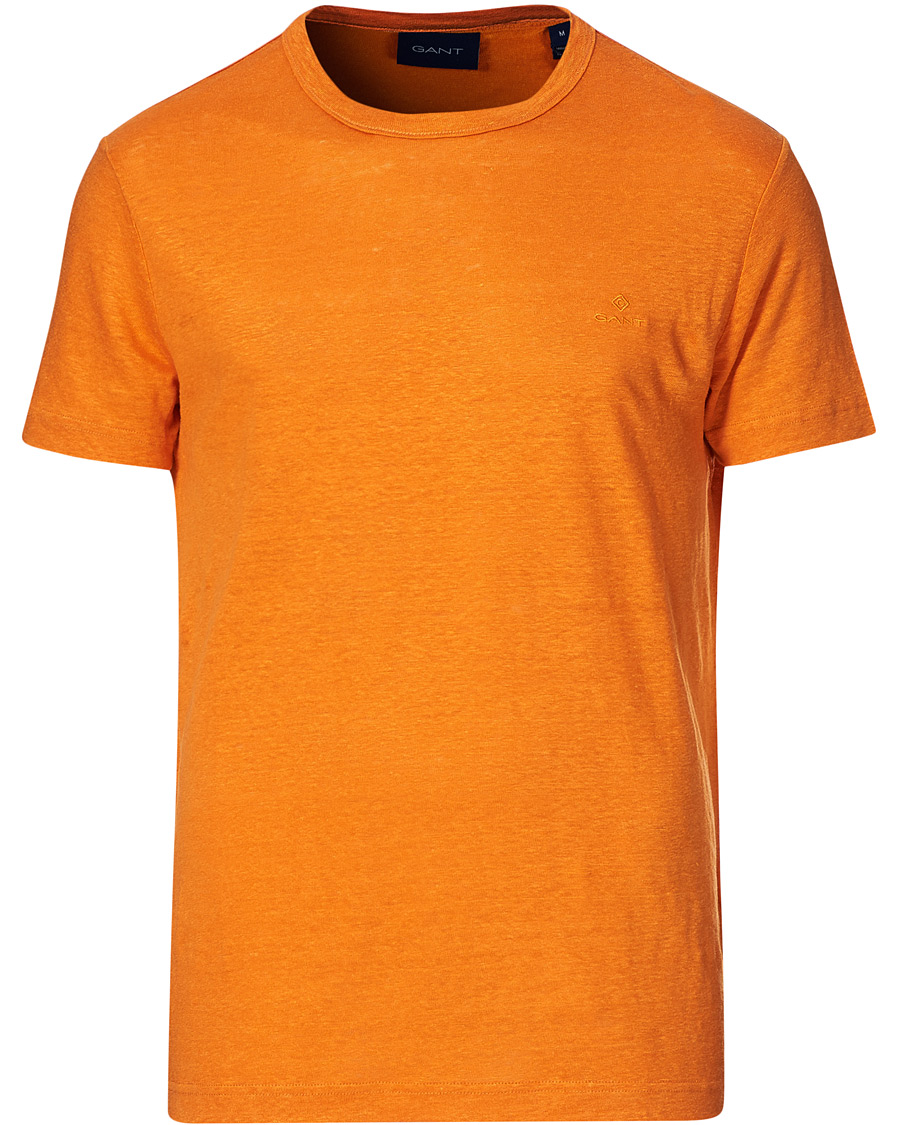 Heren | T-shirts | GANT | Linen Crew Neck Tee Roset Orange