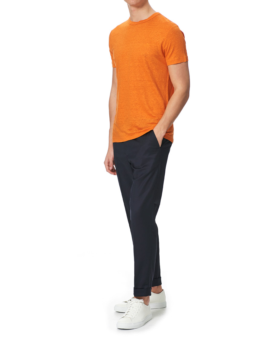 Heren | T-shirts | GANT | Linen Crew Neck Tee Roset Orange