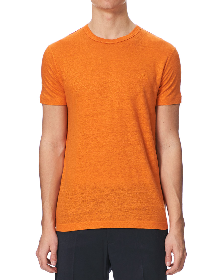 Heren | T-shirts | GANT | Linen Crew Neck Tee Roset Orange