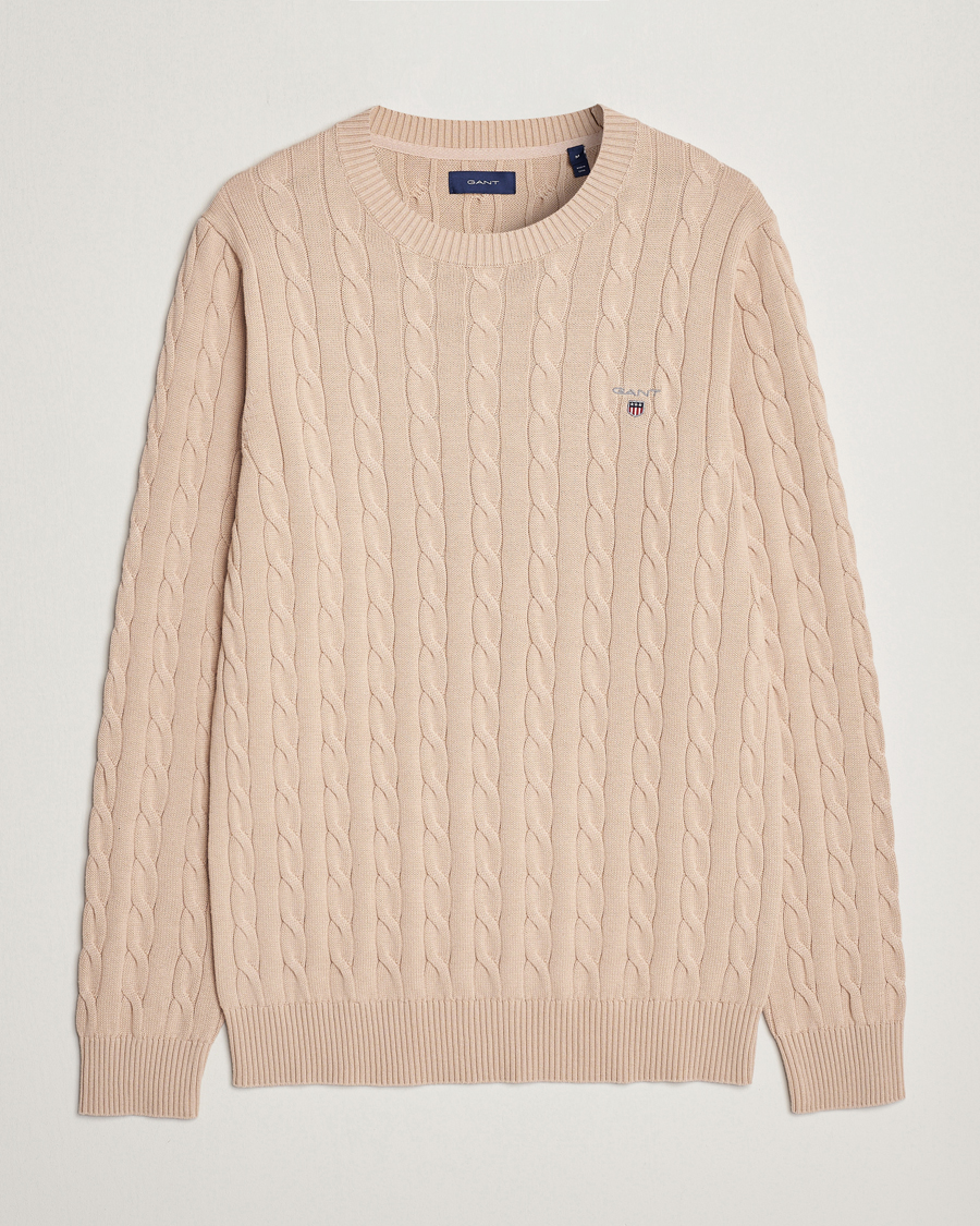 Heren | Truien | GANT | Cotton Cable Crew Neck Dry Sand