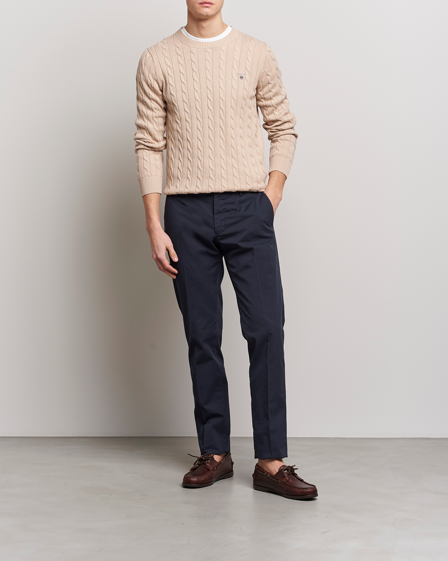 Heren | Truien | GANT | Cotton Cable Crew Neck Dry Sand