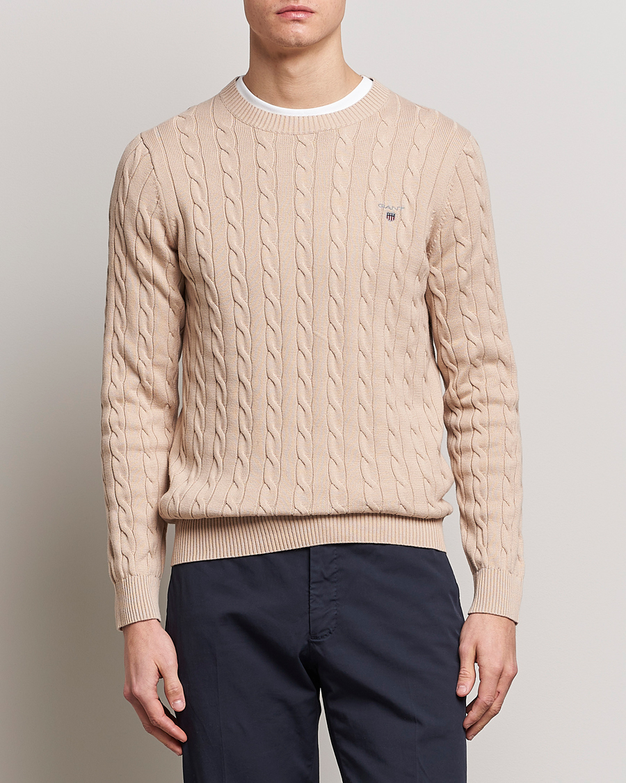 Heren | Truien | GANT | Cotton Cable Crew Neck Dry Sand
