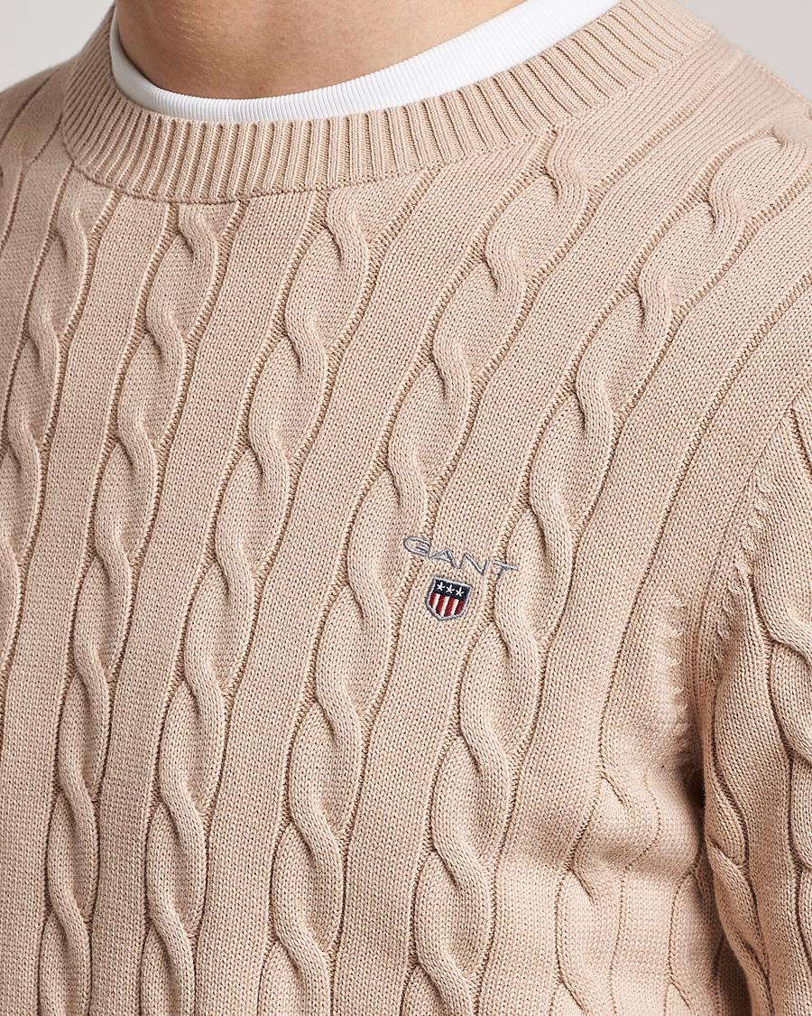 Heren | Truien | GANT | Cotton Cable Crew Neck Dry Sand