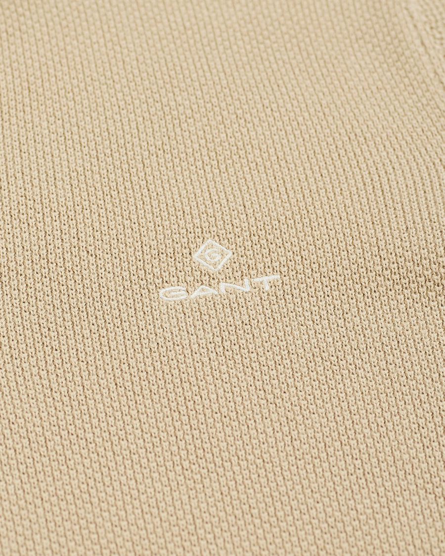 Heren | Truien | GANT | Cotton Pique Half-Zip Sweater Dry Sand