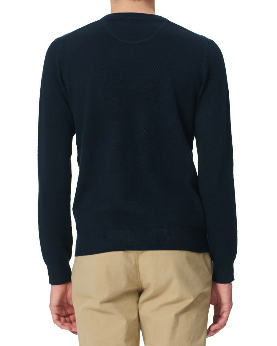 Heren | Truien | GANT | Cotton Pique Crew Neck Eavning Blue