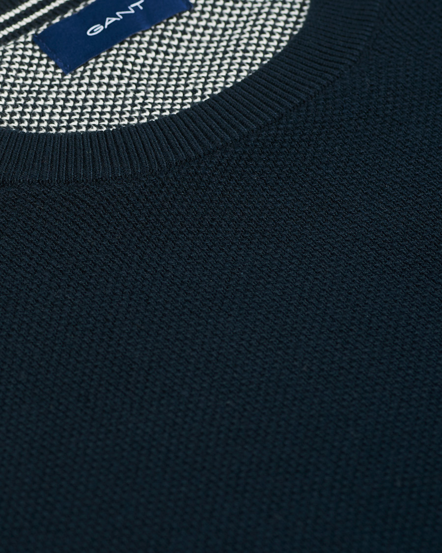 Heren | Truien | GANT | Cotton Pique Crew Neck Eavning Blue