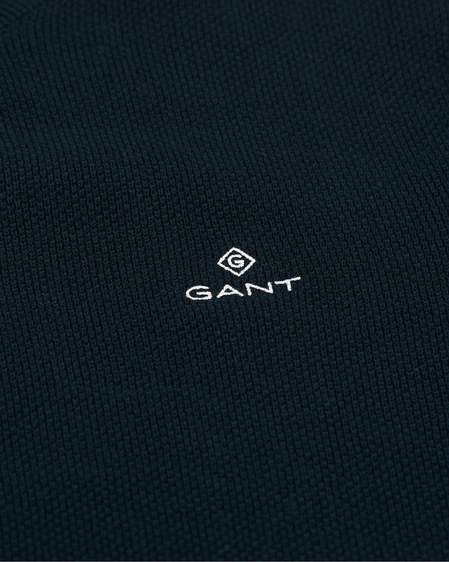 Heren | Truien | GANT | Cotton Pique Crew Neck Eavning Blue