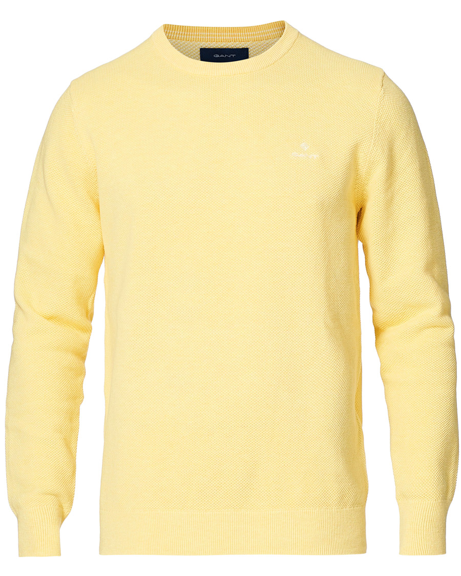 Heren | Truien | GANT | Cotton Pique Crew Neck Sweater Brimstone Yellow