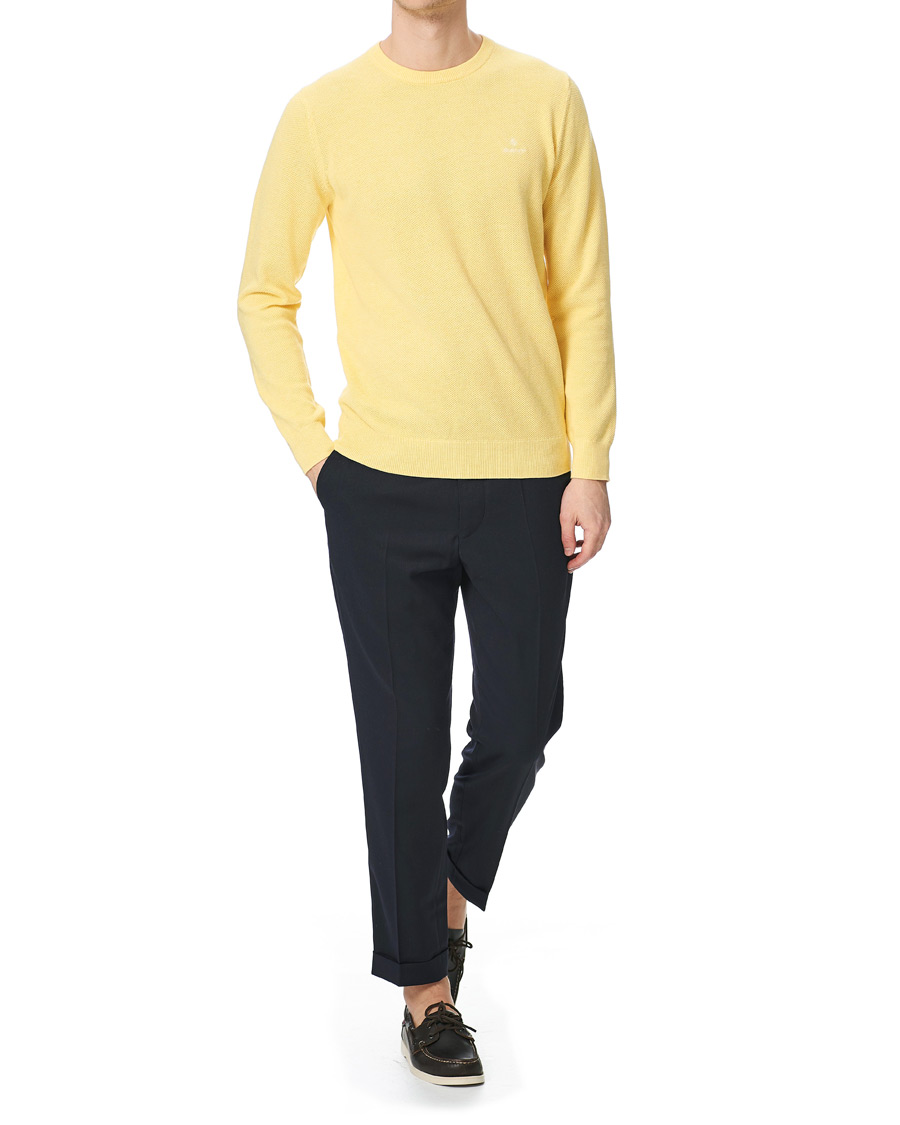Heren | Truien | GANT | Cotton Pique Crew Neck Sweater Brimstone Yellow