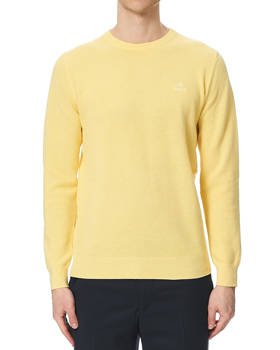 Heren | Truien | GANT | Cotton Pique Crew Neck Sweater Brimstone Yellow