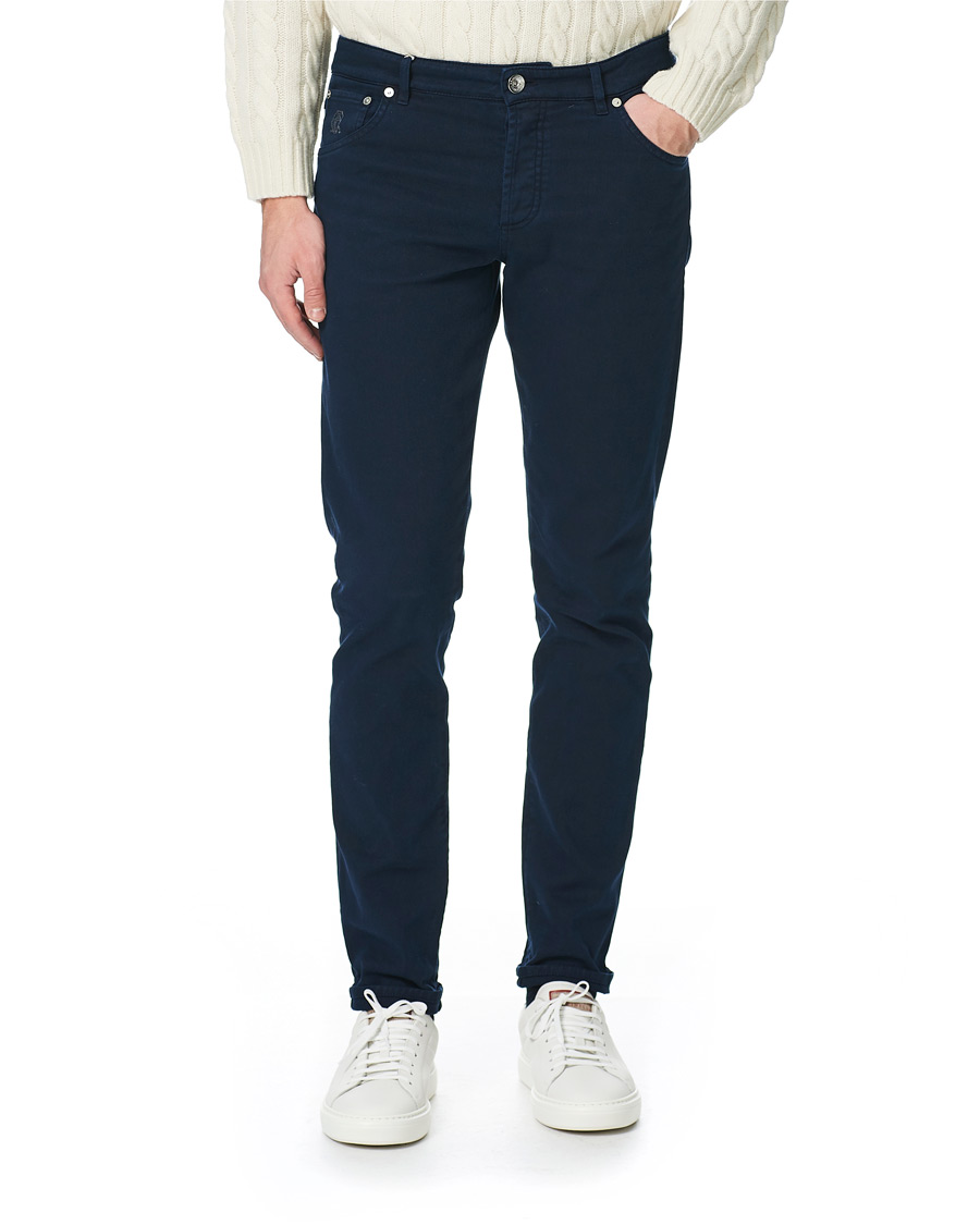 Heren | Broeken | Brunello Cucinelli | Slim Fit 5-Pocket Twill Pants Navy