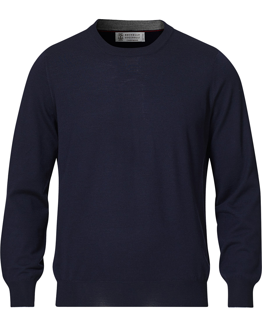Heren | Truien | Brunello Cucinelli | Cashmere/Wool Crew Neck Sweater Navy