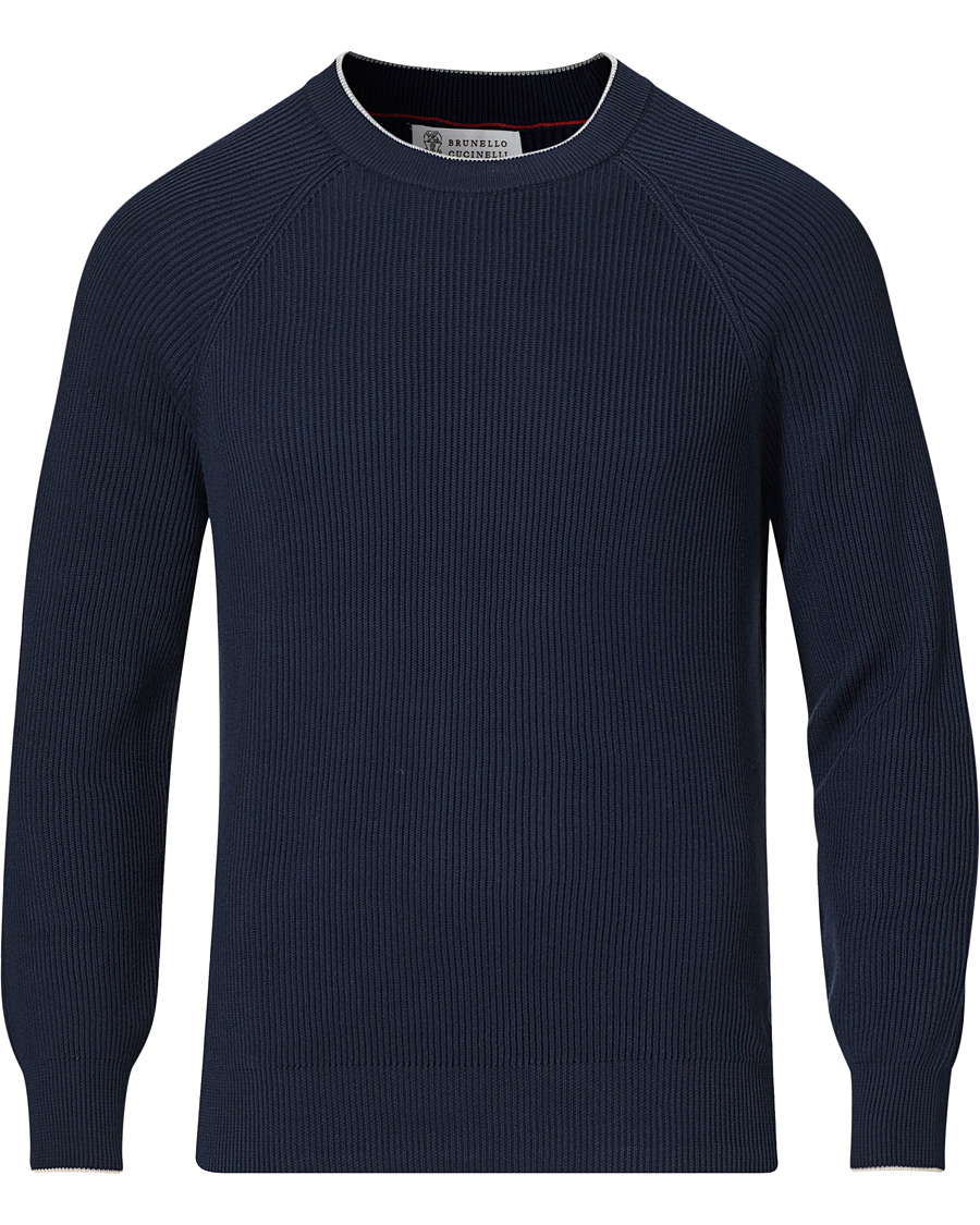 Heren | Truien | Brunello Cucinelli | Rib Stitch Navy