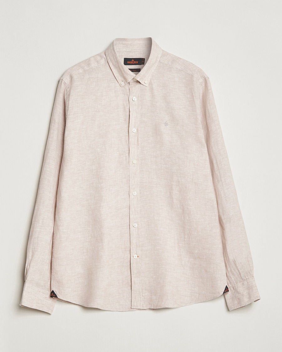Heren | Overhemden | Morris | Douglas Linen Button Down Shirt Khaki
