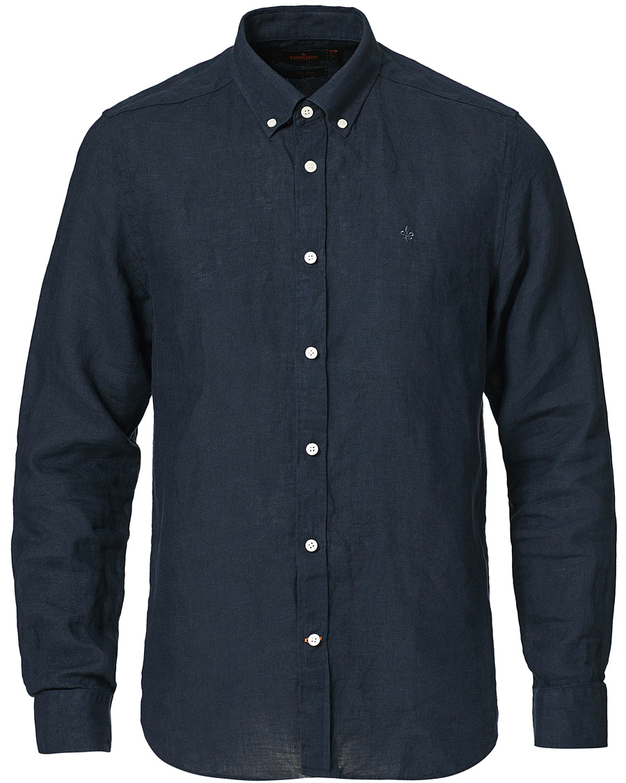 Heren | Overhemden | Morris | Douglas Linen Shirt Dark Navy