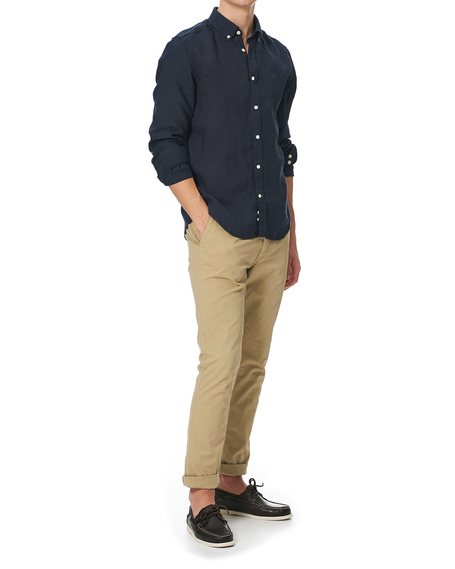 Heren | Overhemden | Morris | Douglas Linen Shirt Dark Navy