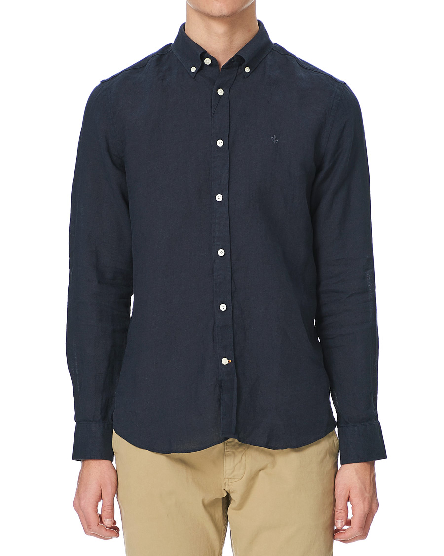 Heren | Overhemden | Morris | Douglas Linen Shirt Dark Navy