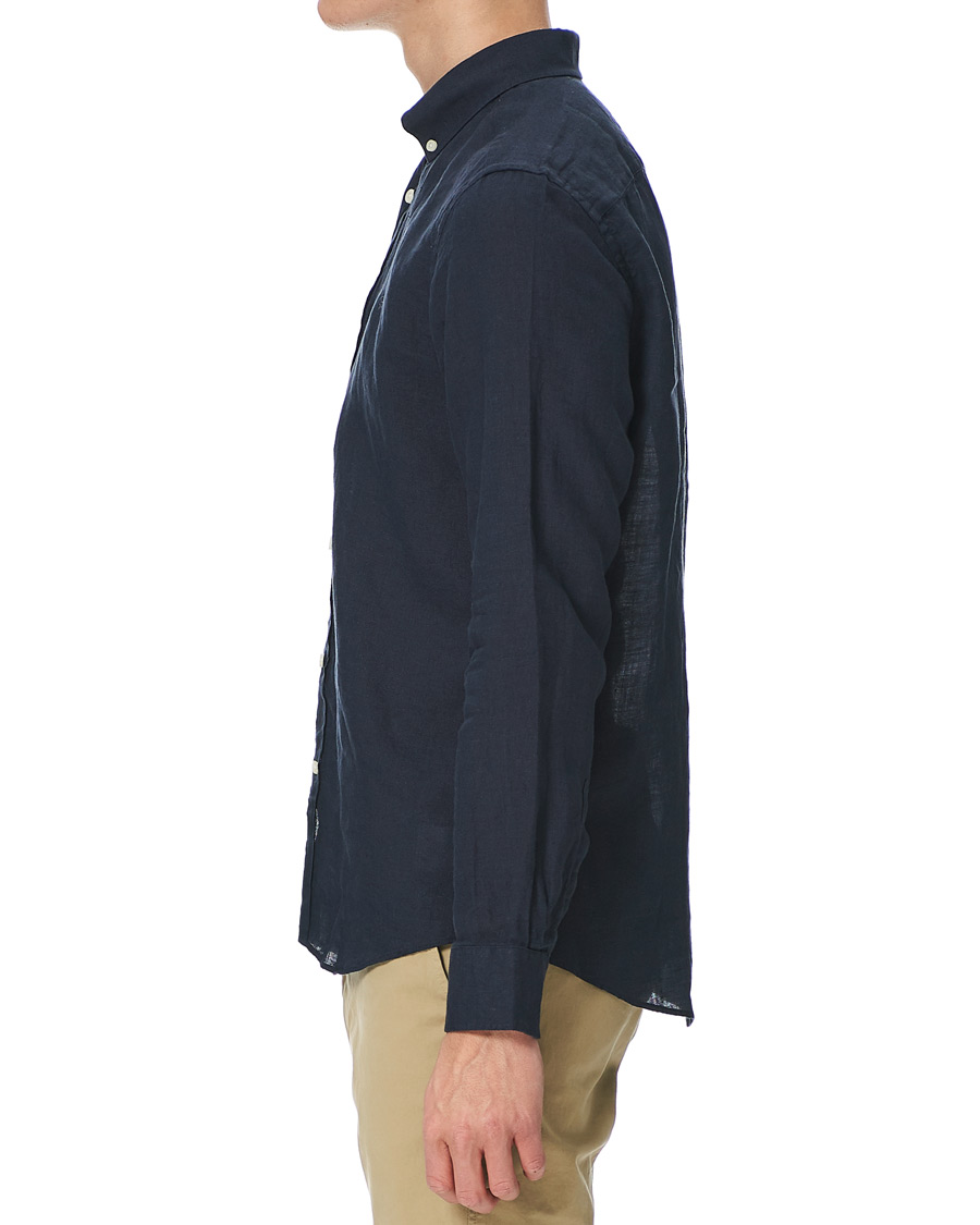 Heren | Overhemden | Morris | Douglas Linen Shirt Dark Navy