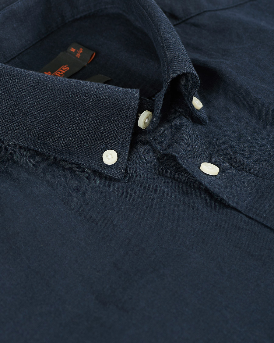 Heren | Overhemden | Morris | Douglas Linen Shirt Dark Navy