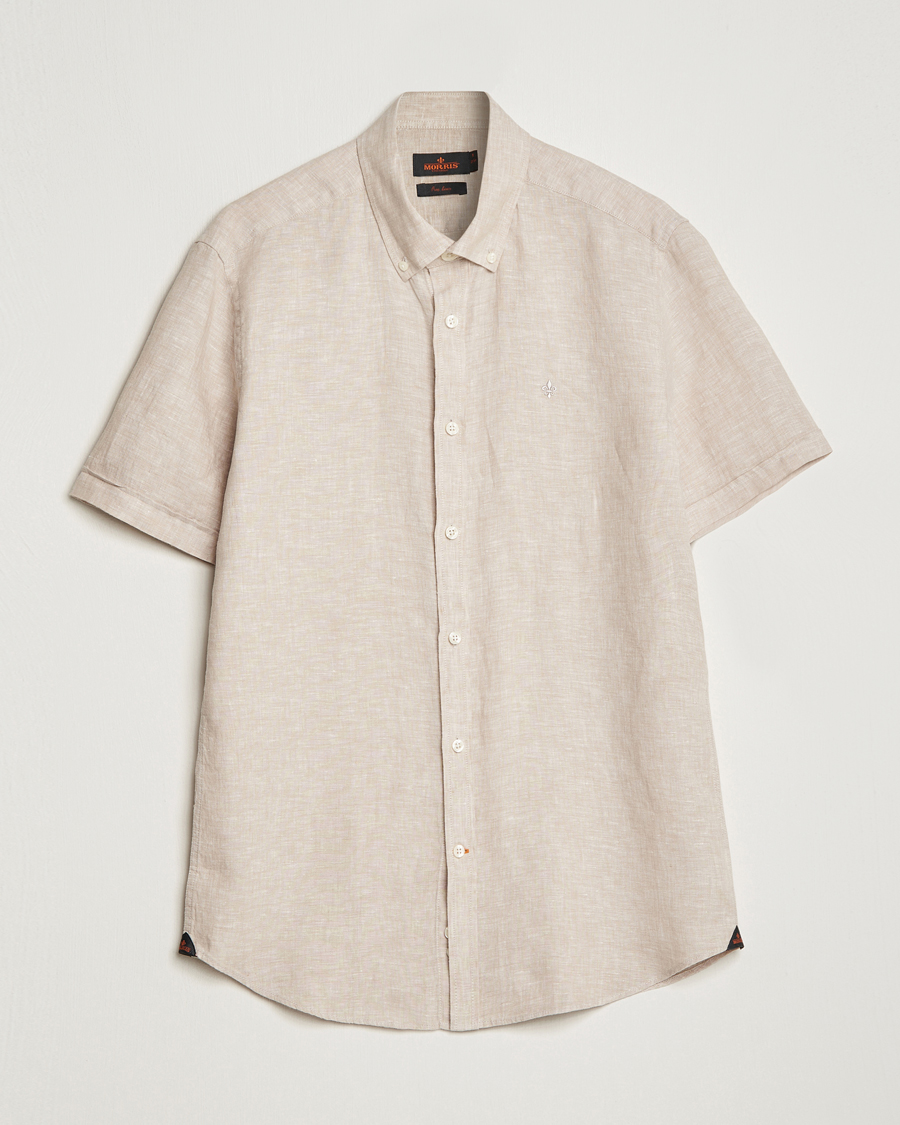 Heren | Overhemden | Morris | Douglas Short Sleeve Linen Shirt Khaki XL