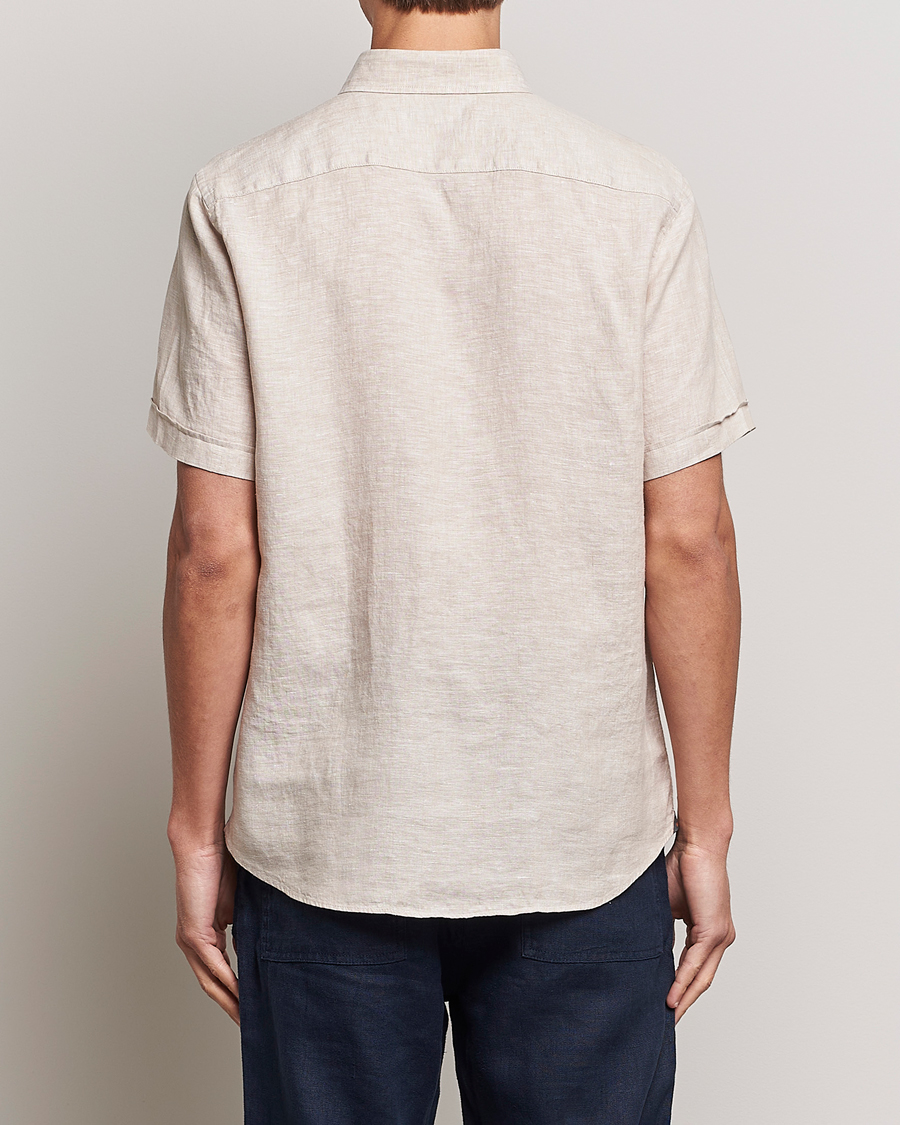 Heren | Overhemden | Morris | Douglas Short Sleeve Linen Shirt Khaki XL