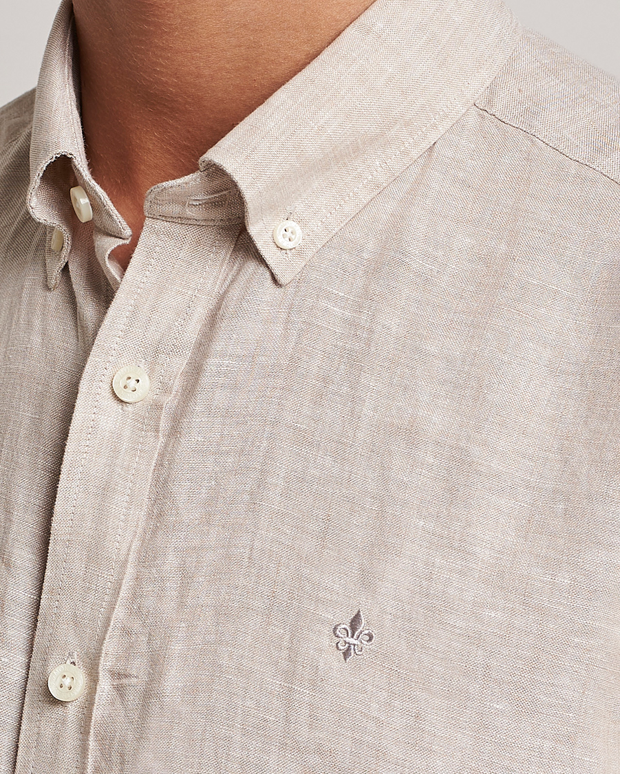 Heren | Overhemden | Morris | Douglas Short Sleeve Linen Shirt Khaki
