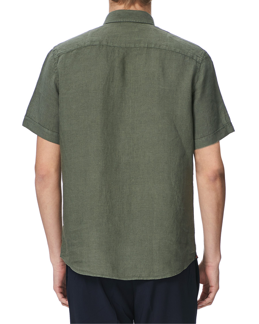 Heren | Overhemden | Morris | Douglas Linen Short Sleeve Shirt Olive