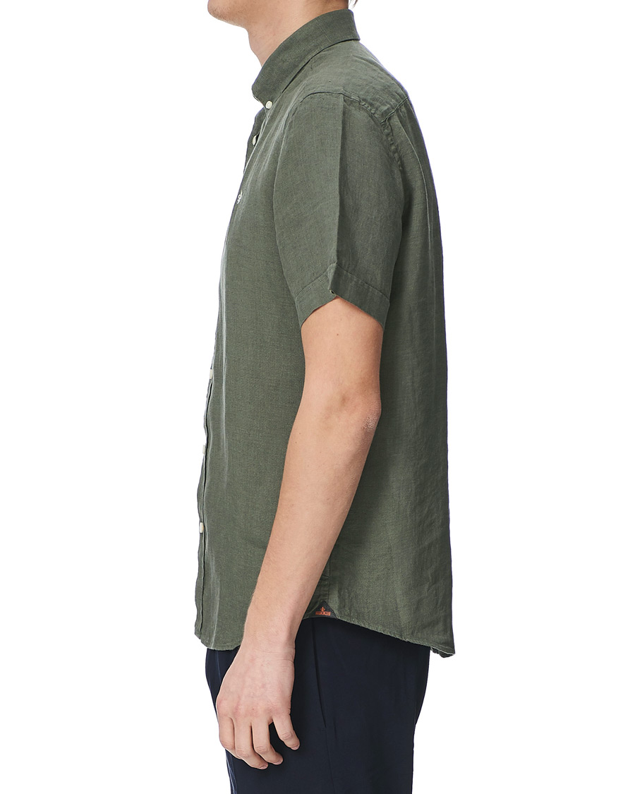 Heren | Overhemden | Morris | Douglas Linen Short Sleeve Shirt Olive