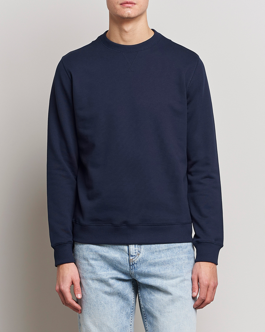 Heren | Business & Beyond | Stenströms | Cotton Collage Crew Neck Navy