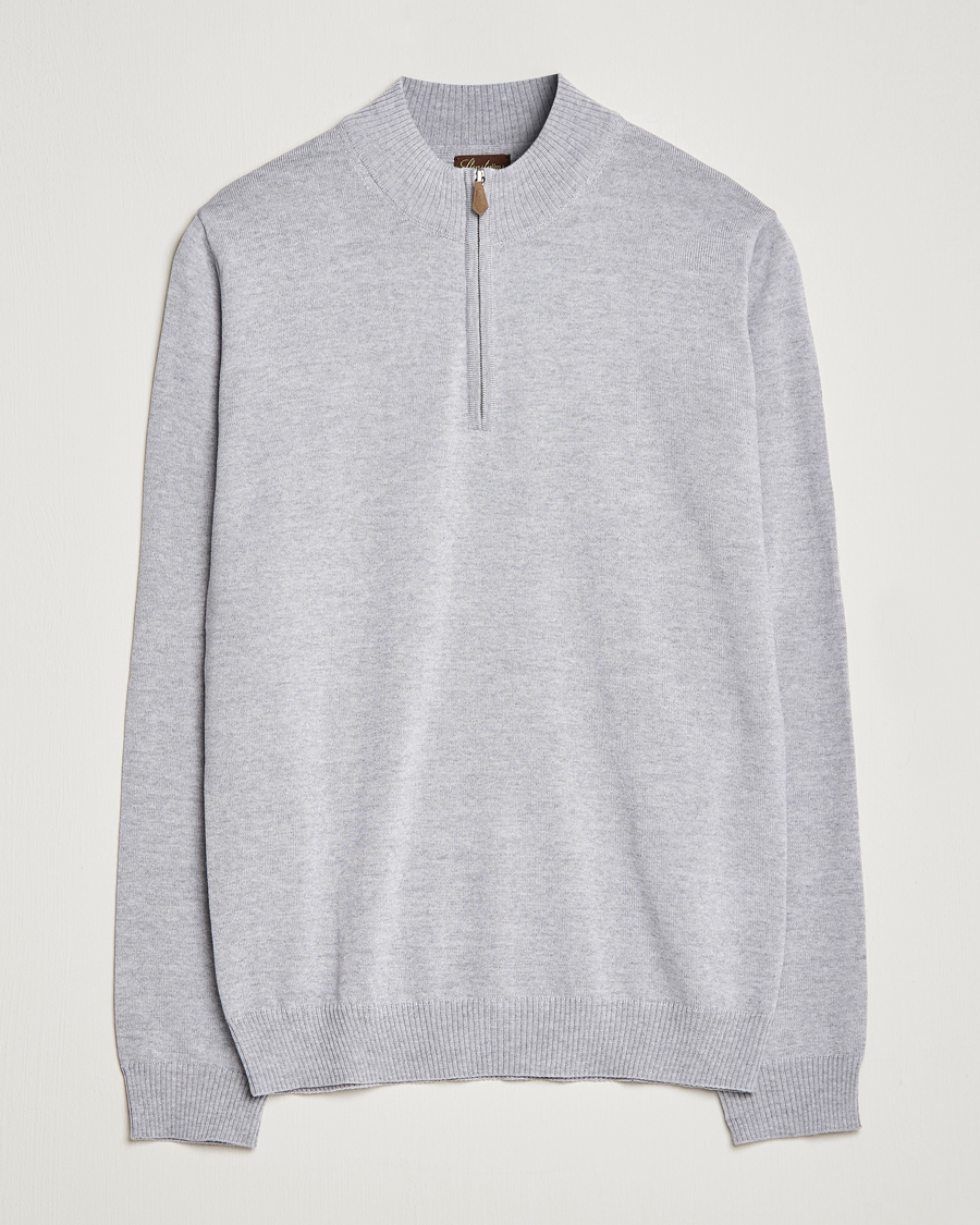 Heren | Truien | Stenströms | Merino Half Zip Light Grey