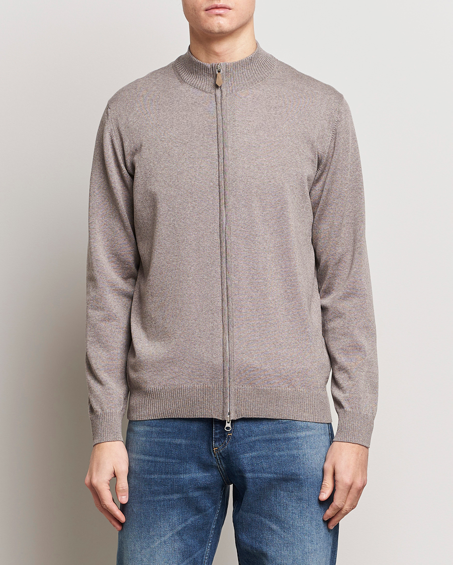 Heren |  | Stenströms | Merino Wool Full Zip Mud Brown