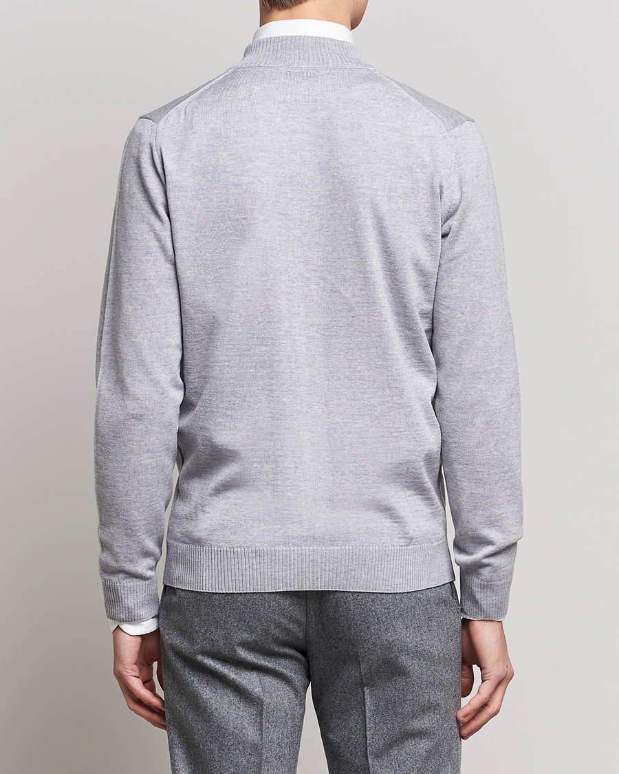 Heren | Truien | Stenströms | Merino Wool Full Zip Light Grey