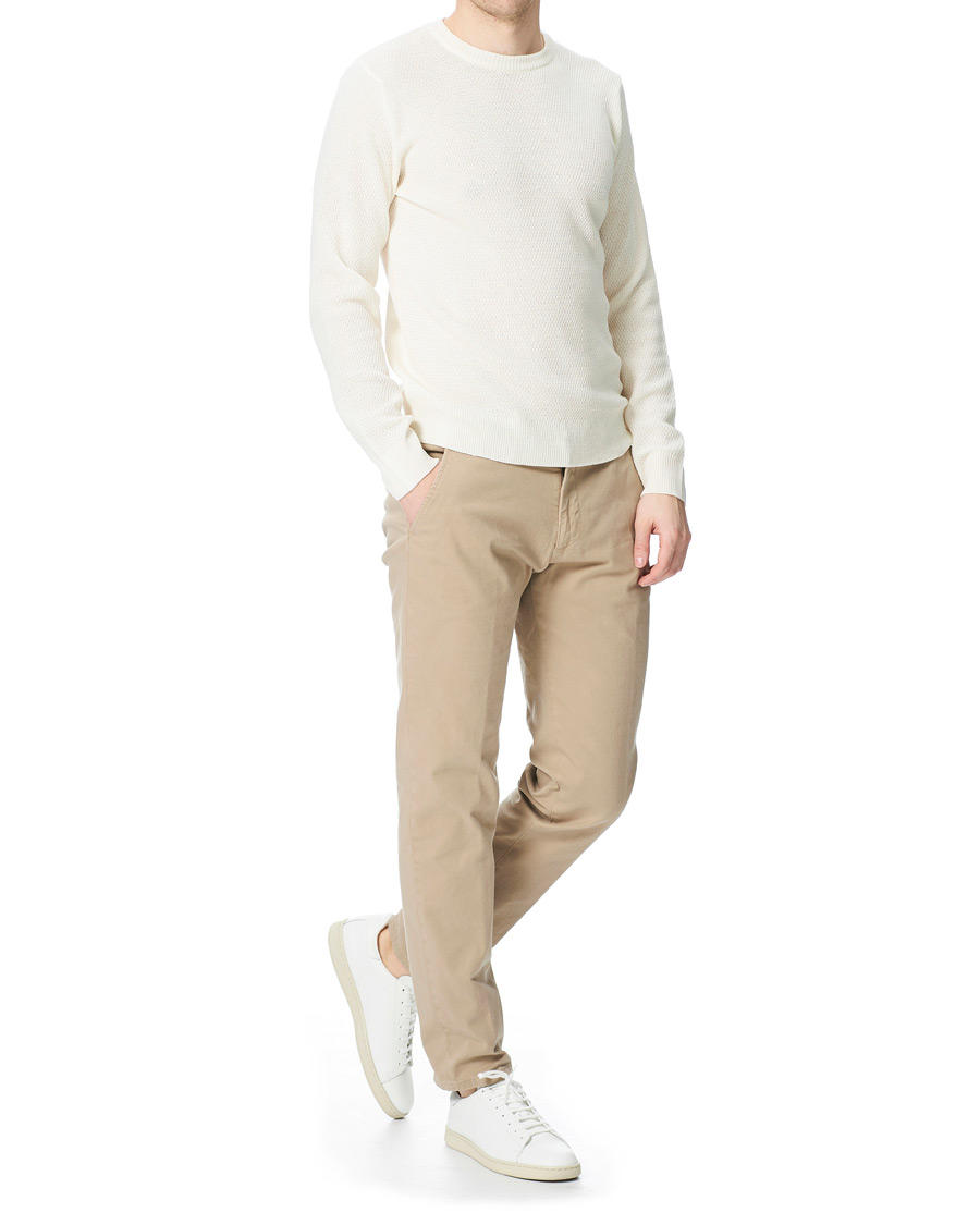 Heren | Truien | Stenströms | Textured Merino Crew Neck Off White