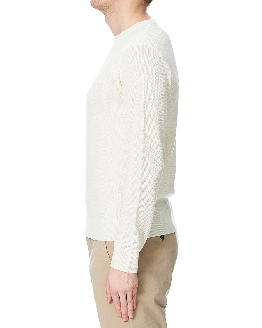 Heren | Truien | Stenströms | Textured Merino Crew Neck Off White