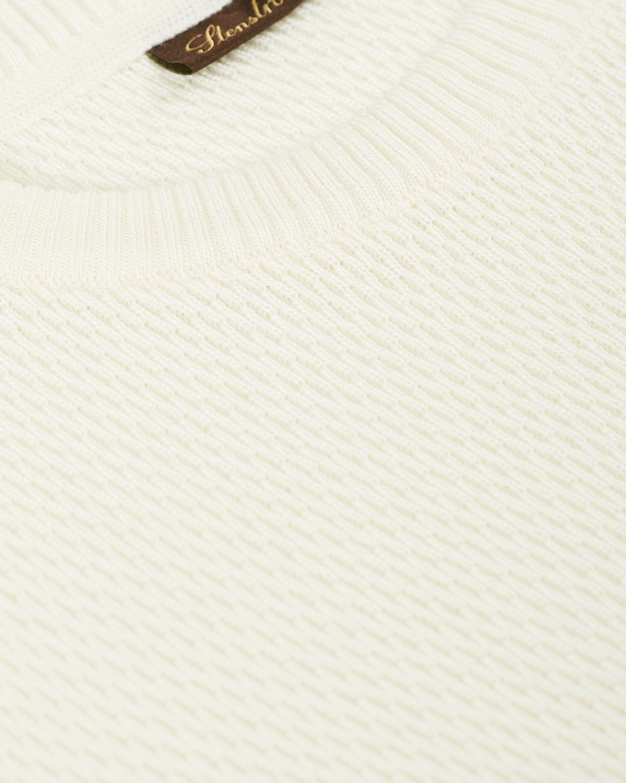 Heren | Truien | Stenströms | Textured Merino Crew Neck Off White