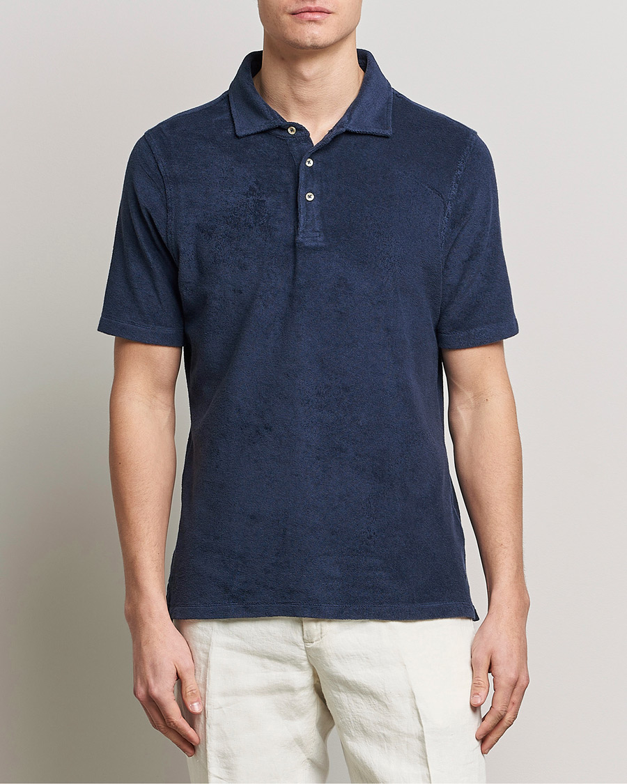 Heren | Polo's | Stenströms | Terry Cotton Poloshirt Navy