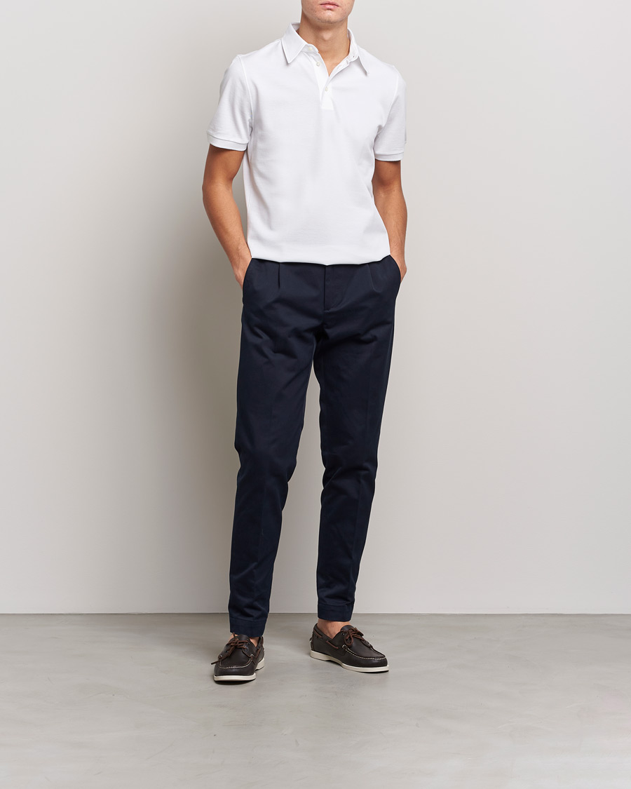 Heren | Polo's | Stenströms | Cotton Polo Shirt White