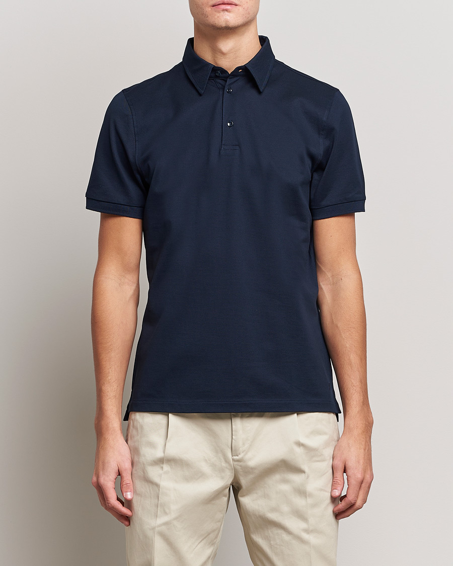 Heren | Stenströms | Stenströms | Cotton Polo Shirt Navy