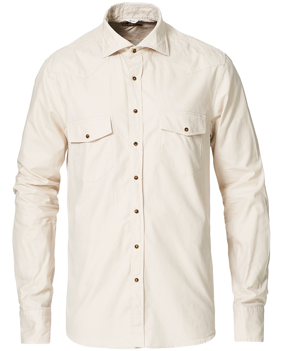 Heren | Overhemden | Stenströms | Slimline Twill Western Shirt Beige