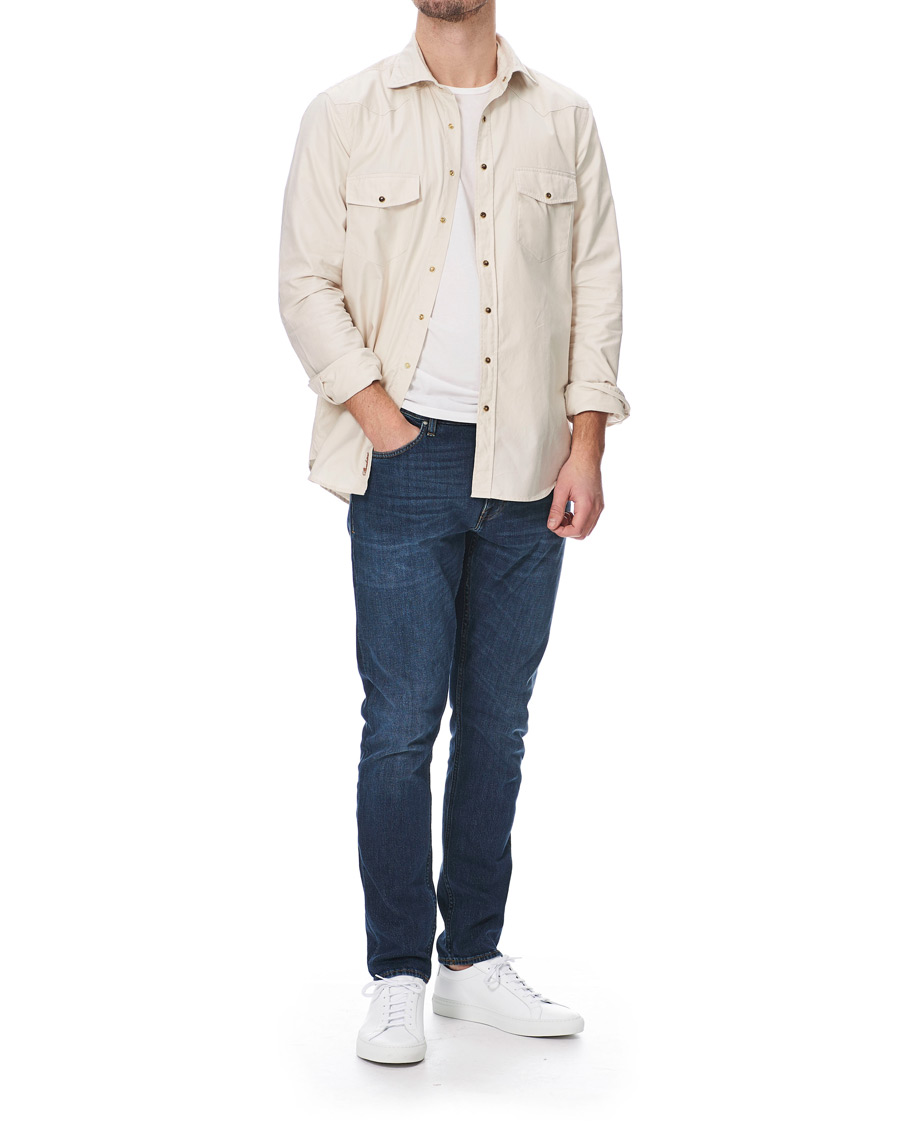 Heren | Overhemden | Stenströms | Slimline Twill Western Shirt Beige