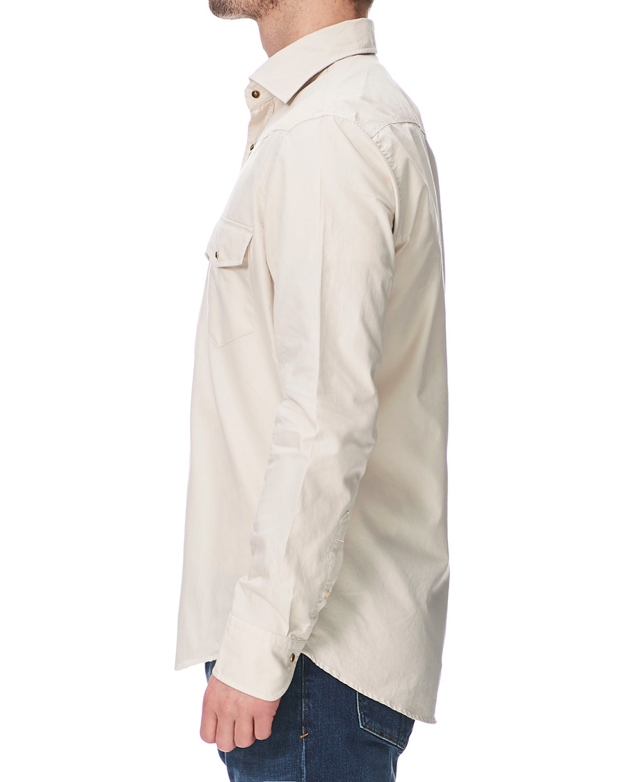 Heren | Overhemden | Stenströms | Slimline Twill Western Shirt Beige