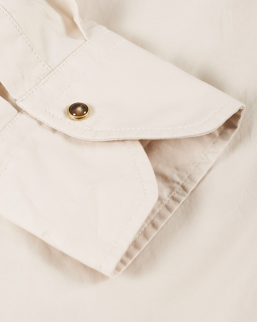 Heren | Overhemden | Stenströms | Slimline Twill Western Shirt Beige