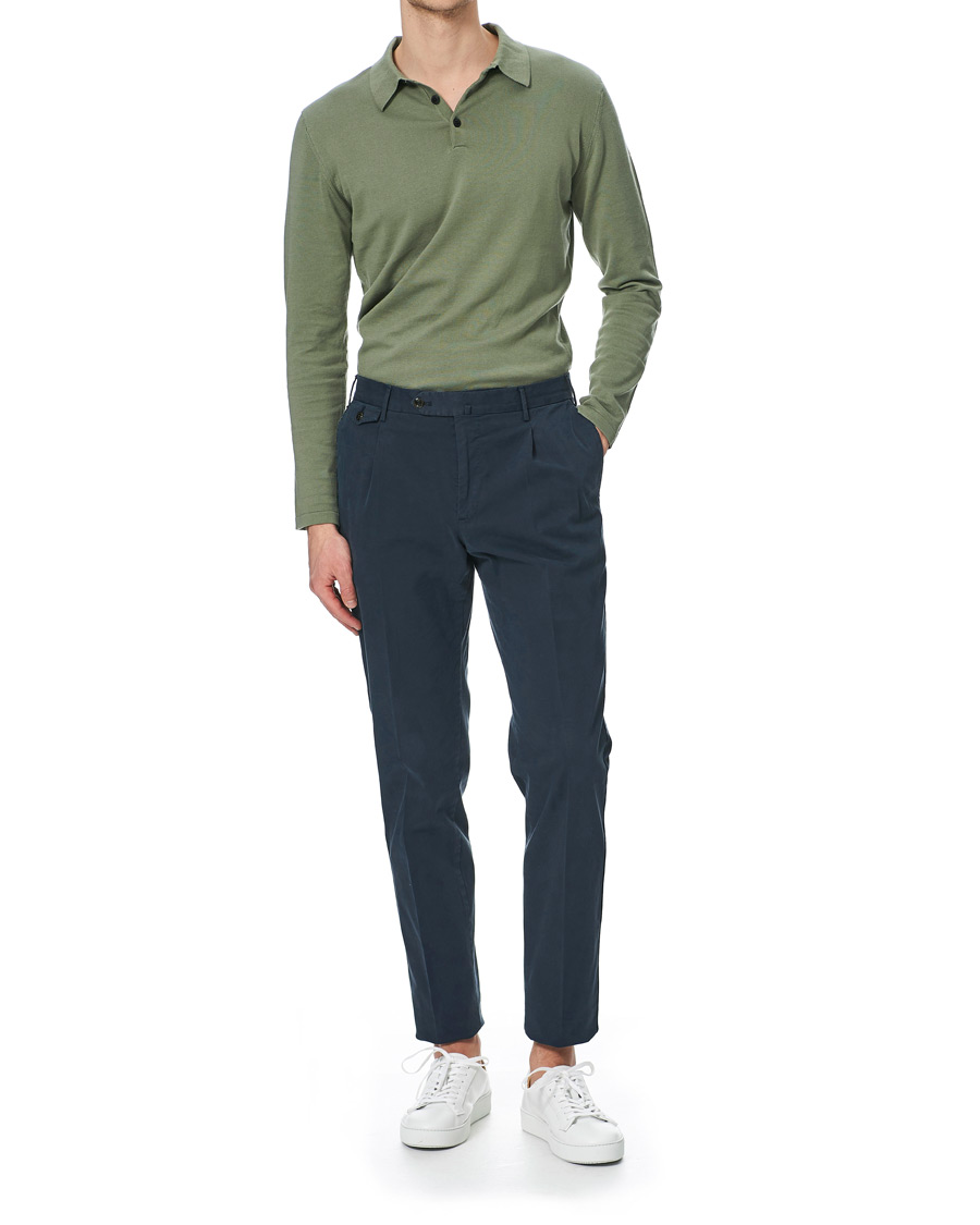 Heren | Truien | Sunspel | Long Sleeve Sea Island Cotton Polo Shirt Light Khaki
