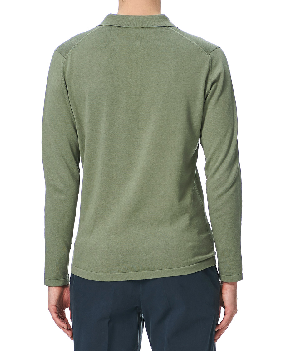 Heren | Truien | Sunspel | Long Sleeve Sea Island Cotton Polo Shirt Light Khaki