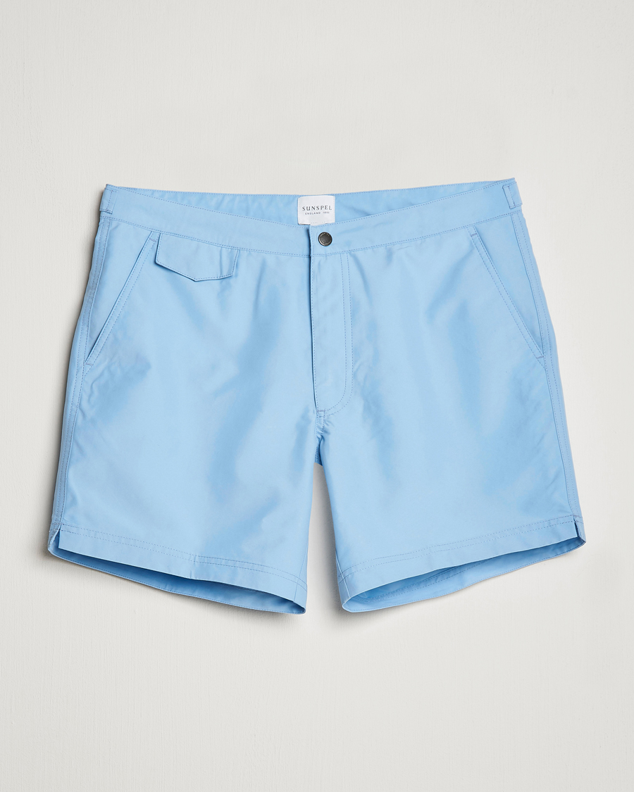 Heren | Zwembroek | Sunspel | Recycled Seaqual Tailored Swim Shorts Light Blue