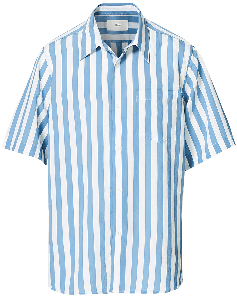 Heren | Overhemden | AMI | Summer Fit Short Sleeve Shirt Light Blue/White