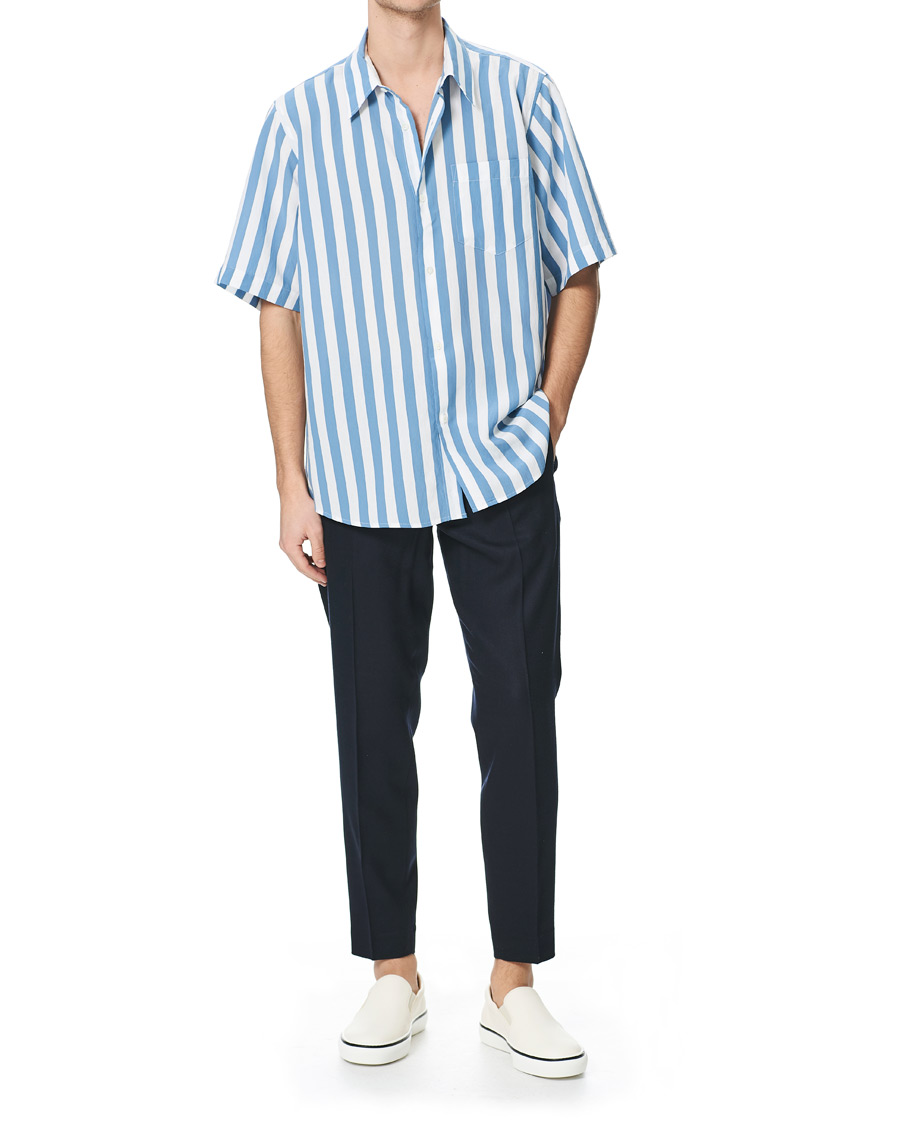 Heren | Overhemden | AMI | Summer Fit Short Sleeve Shirt Light Blue/White